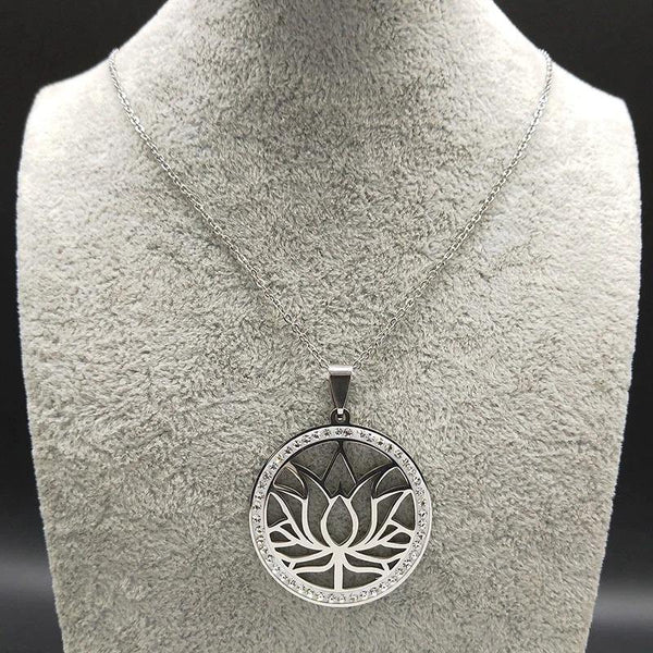 Silver Lotus Necklace of the Soul - Moonlight of Eternity