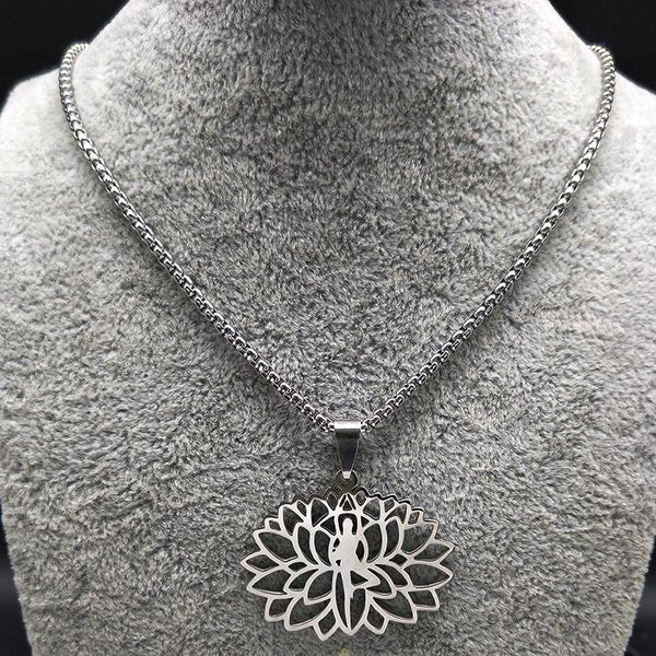 Silver Lotus Necklace of Focus - Moonlight of Eternity