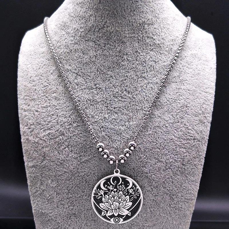 Lotus Flower Necklace, Moon Phase Pendant, Gothic Jewelry - Oddities For  Sale has unique