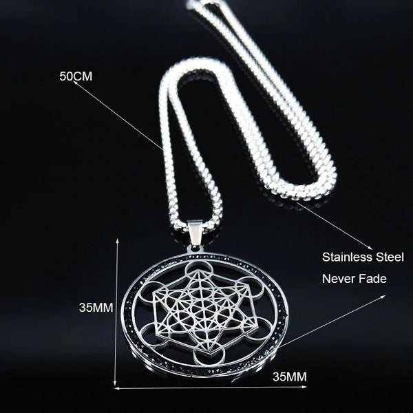 Silver Metatron's Cube Necklace - Moonlight of Eternity