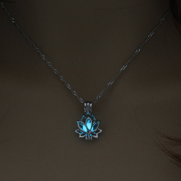 glow in the dark lotus necklace