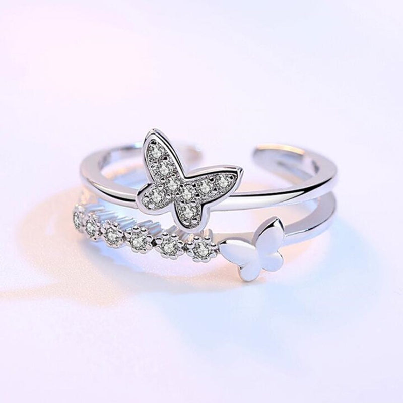 stacked butterfly ring