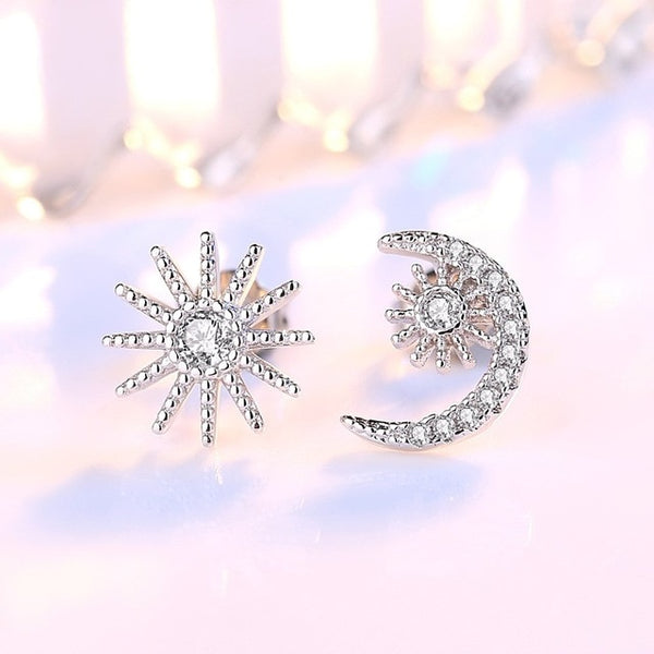 silver star moon earrings