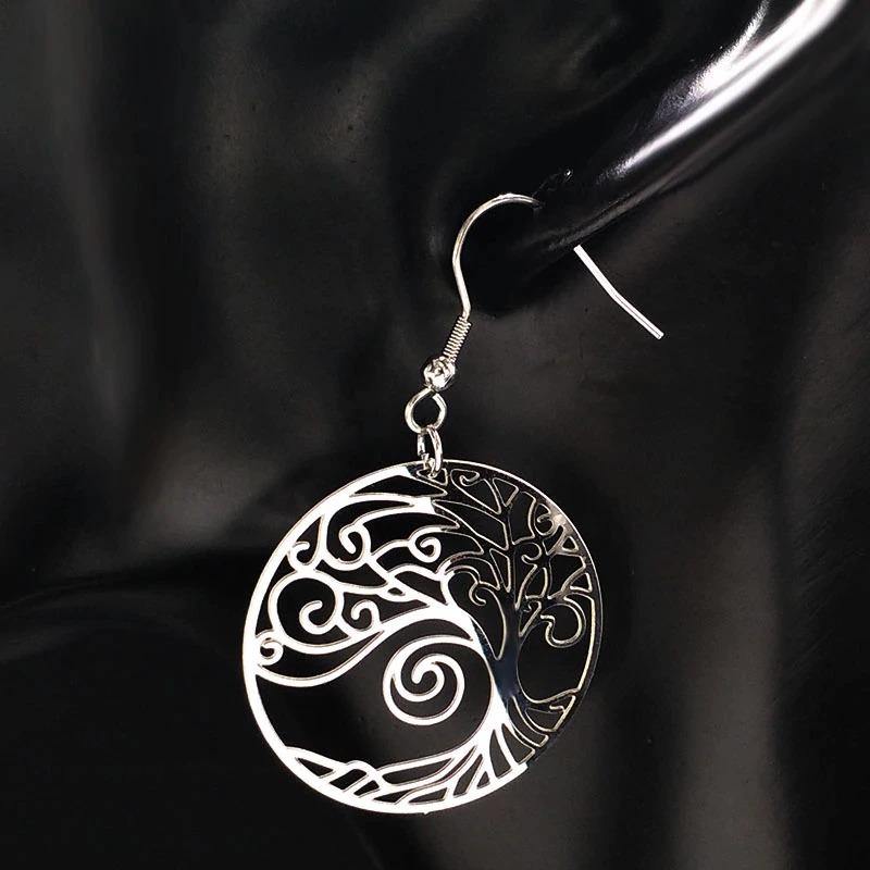 Tree of Life Silver Earrings of Grounding - Moonlight of Eternity