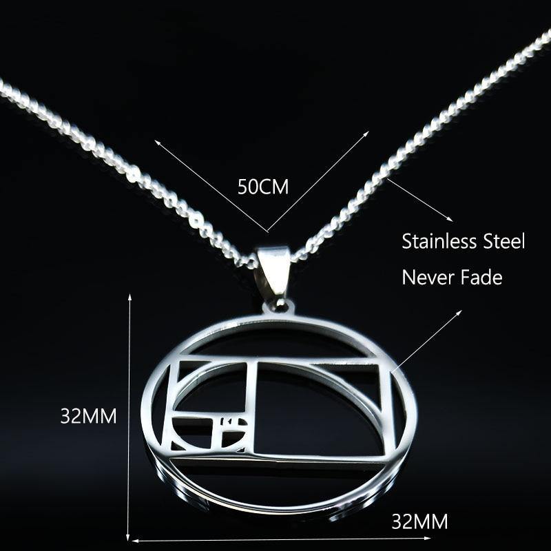 Golden Ratio Fibonacci Necklace of Unity - Moonlight of Eternity