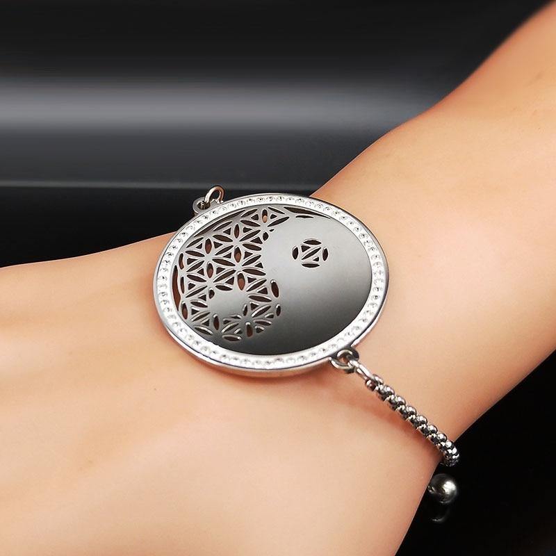 Yin Yang Flower of Life Jewelry Bracelet - Moonlight of Eternity