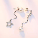 Star Moon Pearl Earrings Long - Moonlight of Eternity